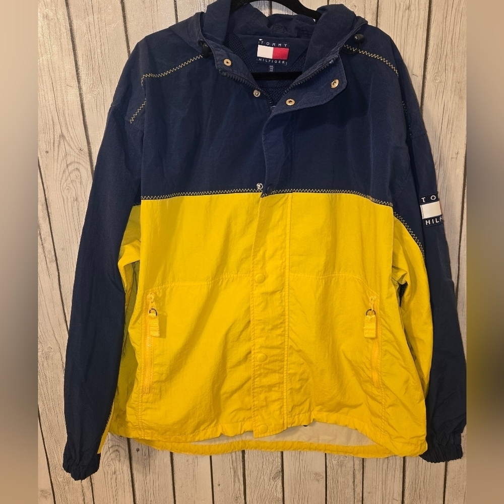 Tommy Hilfiger Flag Sleeve Sailing Jacket XXL – Retro Navy Yellow Colorblock